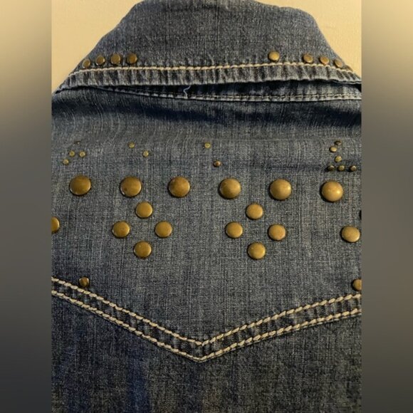 Tasha Polizzi Studded Denim Western Style Shirt Size Medium - Picture 10 of 15